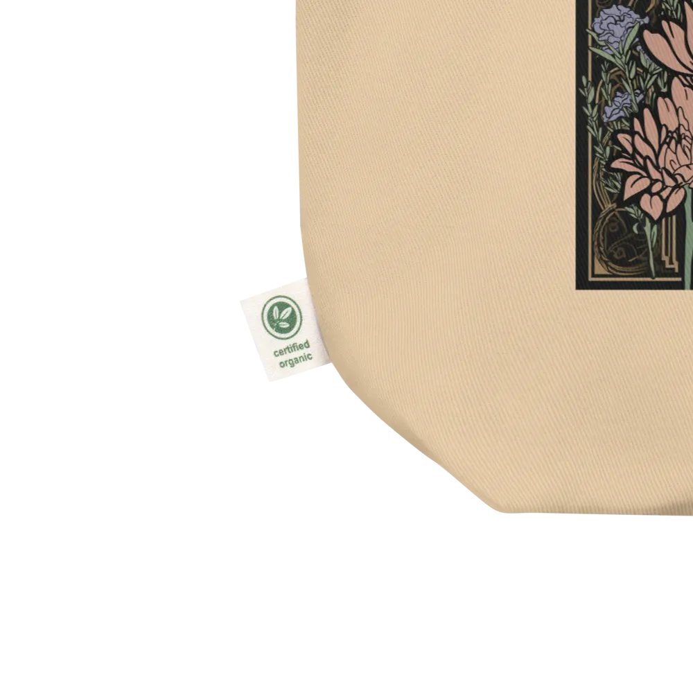 Custom Drawn Art Nouveau Black Cat With Flowers Eco-Friendly Canvas Tote Bag product image (5)