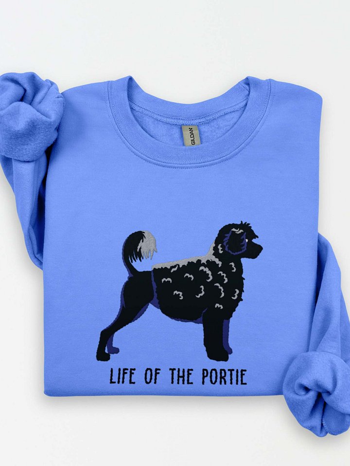 Life of the Portie Sweatshirt (Embroidered) of a Portuguese Water Dog(Black) product image (1)