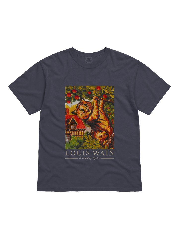 Louis Wain Cat T-Shirt – Scrumping Apples Vintage Art Relaxed Fit Heavyweight Unisex Cotton T-Shirt product image (2)