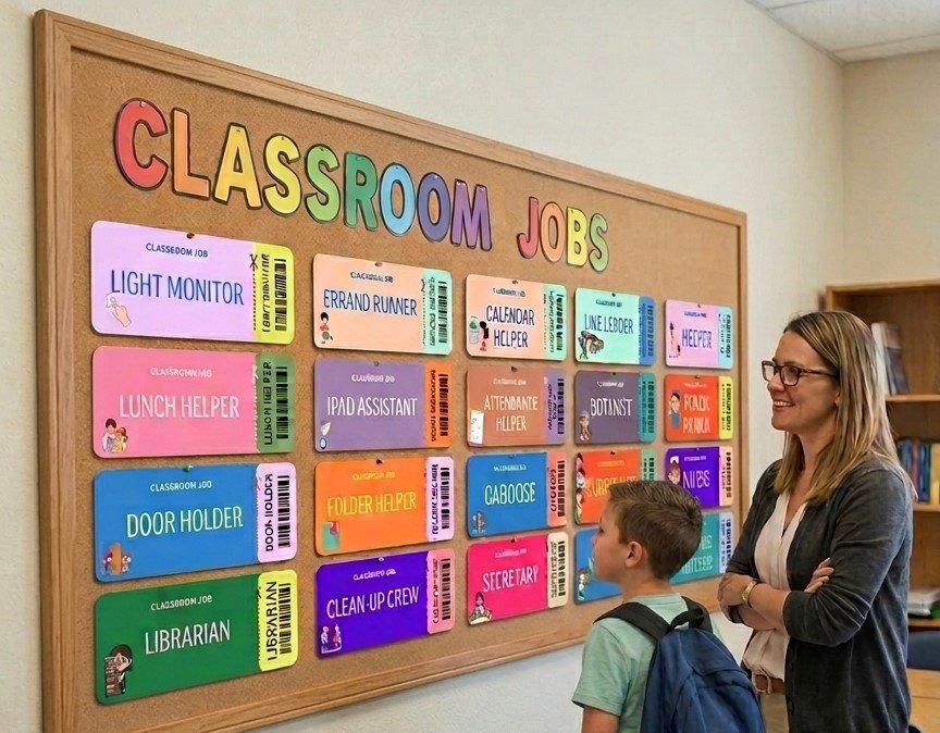 Classroom Jobs Printable Movie Ticket Bulletin Board Decor Student Helpers PDF product image (4)