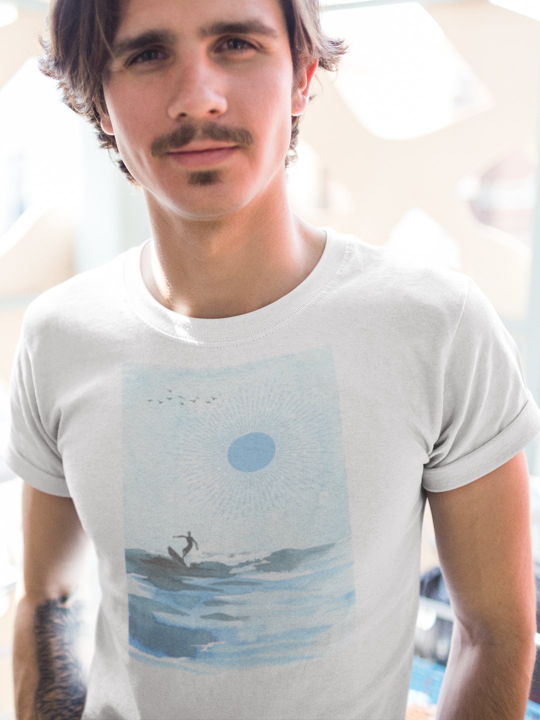 Tranquil Surfing Seascape T-shirt - Cotton product image (1)