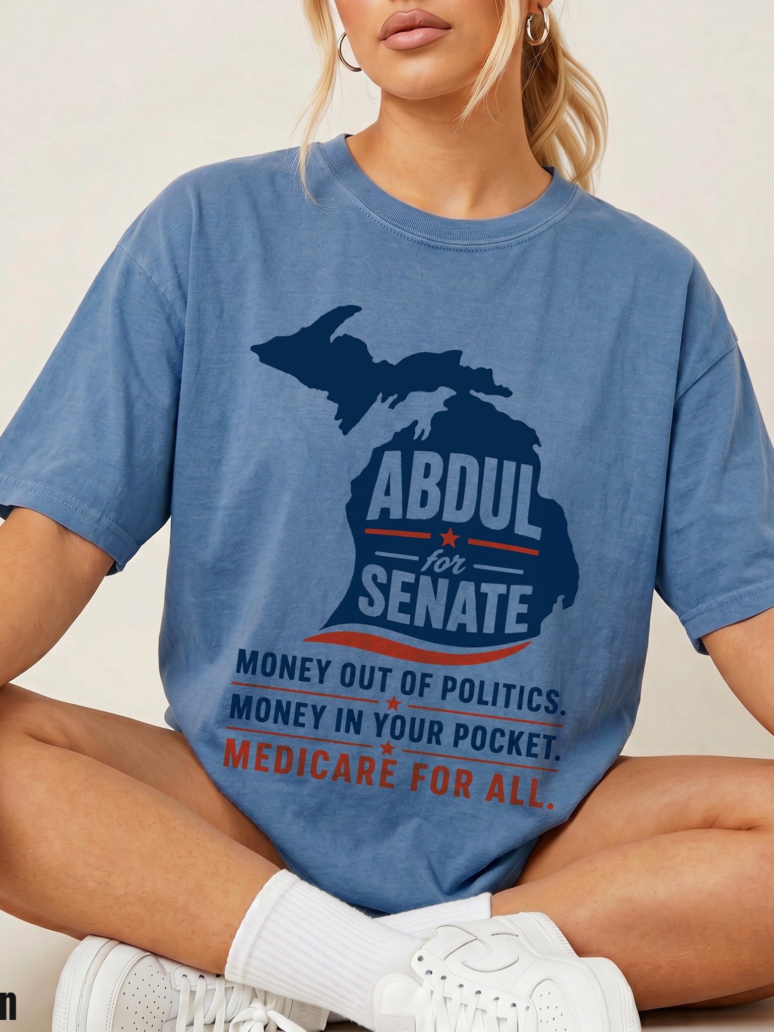 Abdul El Sayed For Senate Michigan 2026 Progressive Democrat Midterms T Shirt. Medicare For All product image (4)
