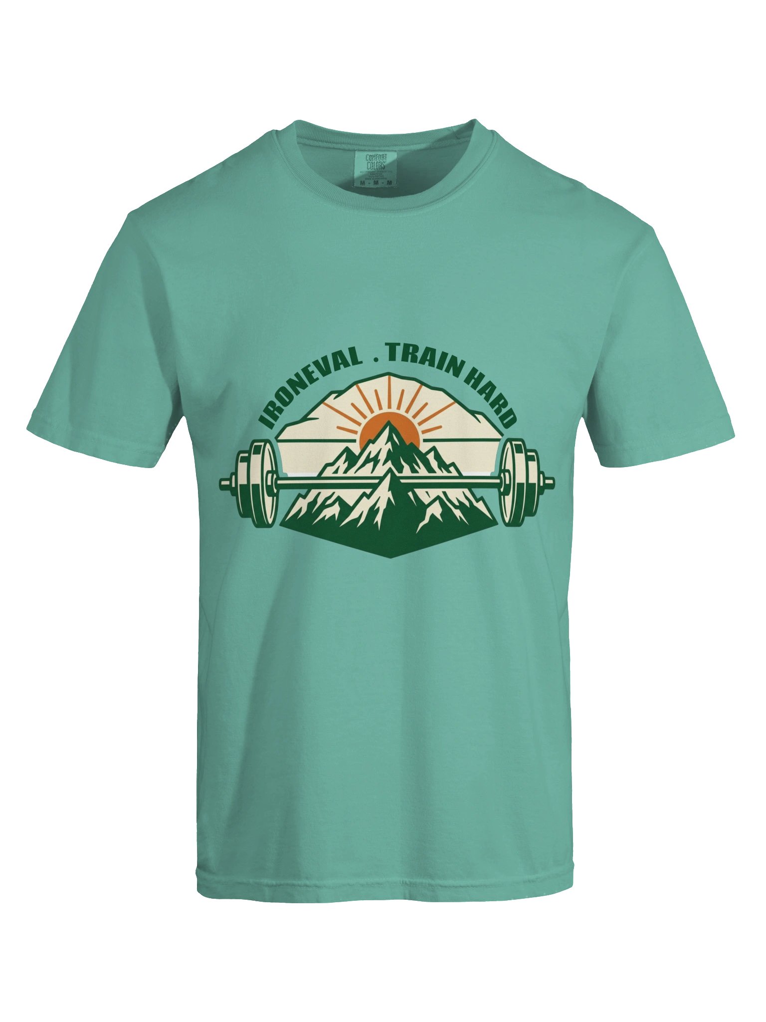 IronEval Train Hard – Mountain Barbell Badge Tee product image (4)