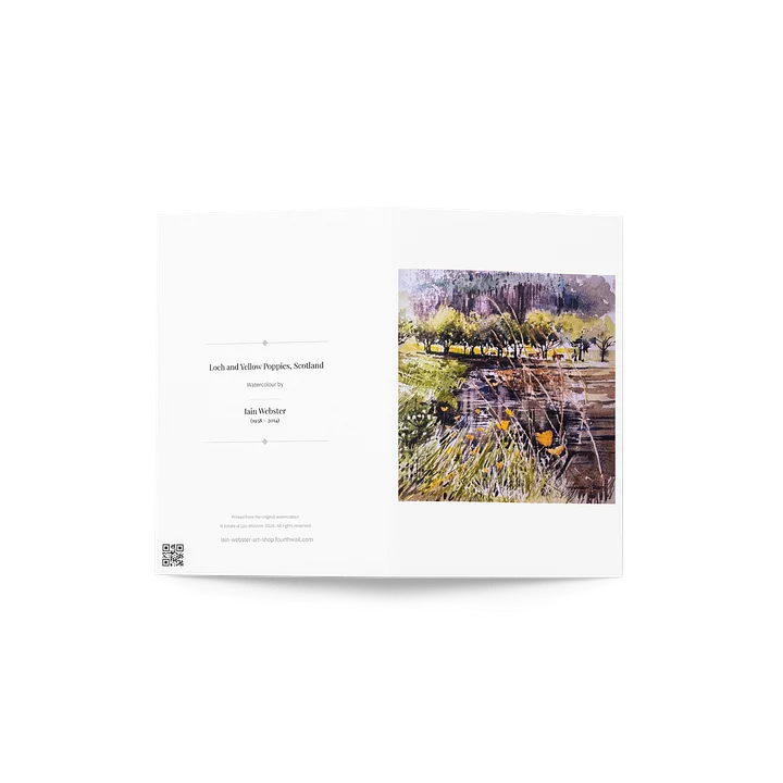 Loch and Yellow Poppies (watercolour) - Greeting Card product image (2)