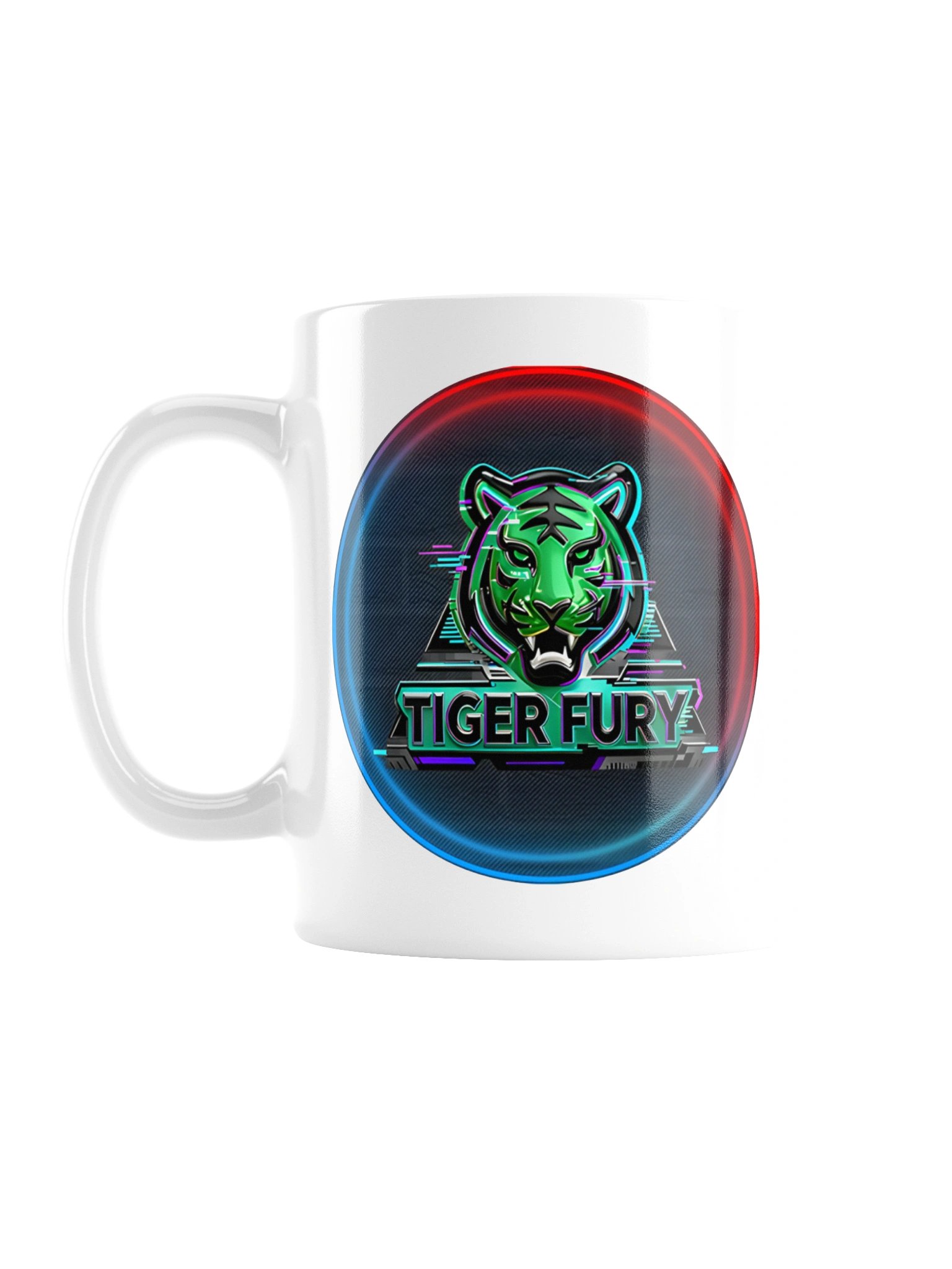 Tiger Fury Neon Esports White Glossy Mug product image (1)