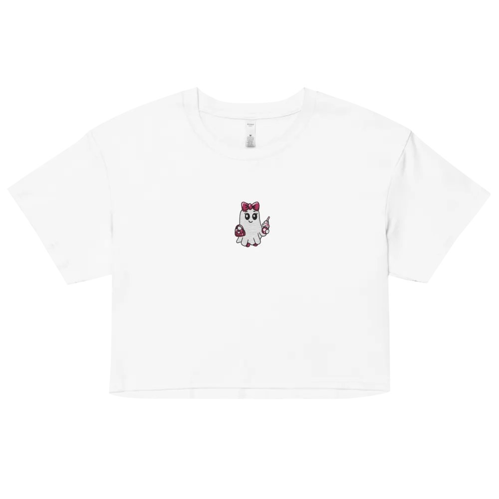 Cute Ghost Embroidered Crop Top product image (4)