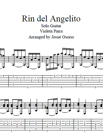 Rin Del Angelito For Solo Guitar product image (1)