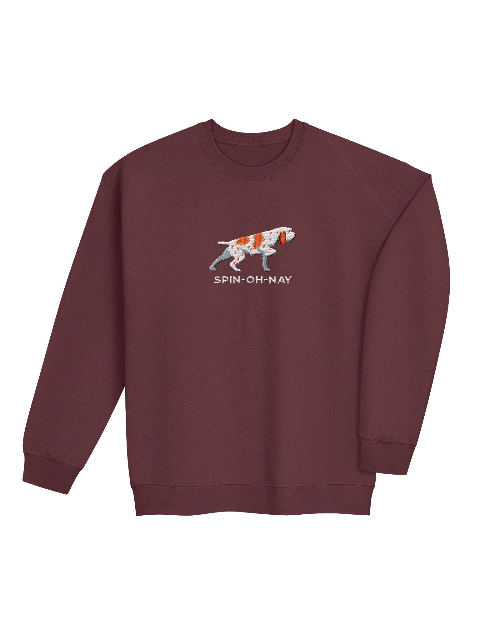 Spin-Oh-Nay Sweatshirt (Embroidered) of a Spinone Italiano(Orange & White) product image (7)