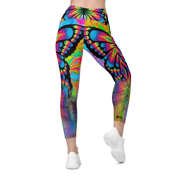 'Butterflies' Crossover Leggings with Pockets product image (2)