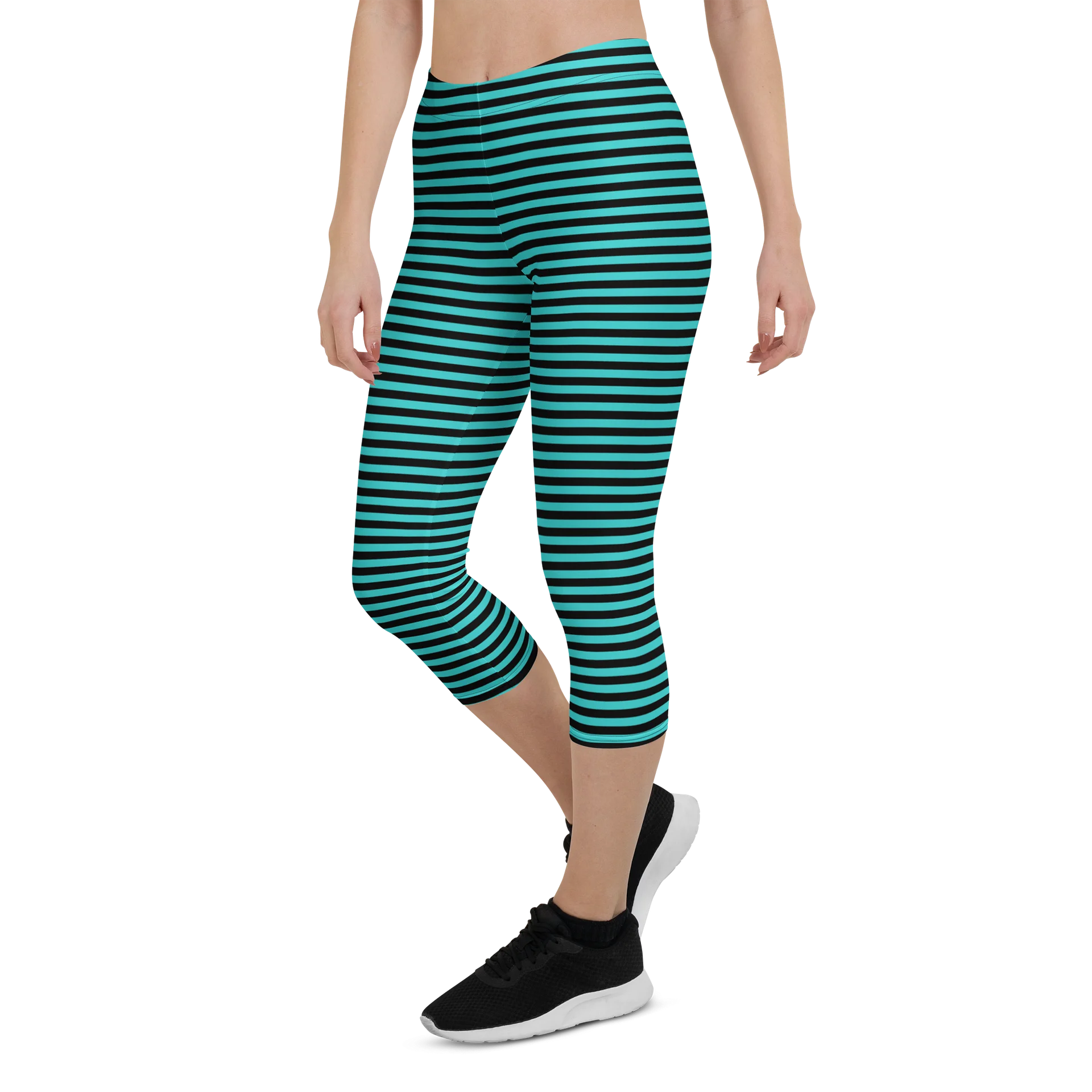 Blaque and Turquoise Stripped Capri product image (6)