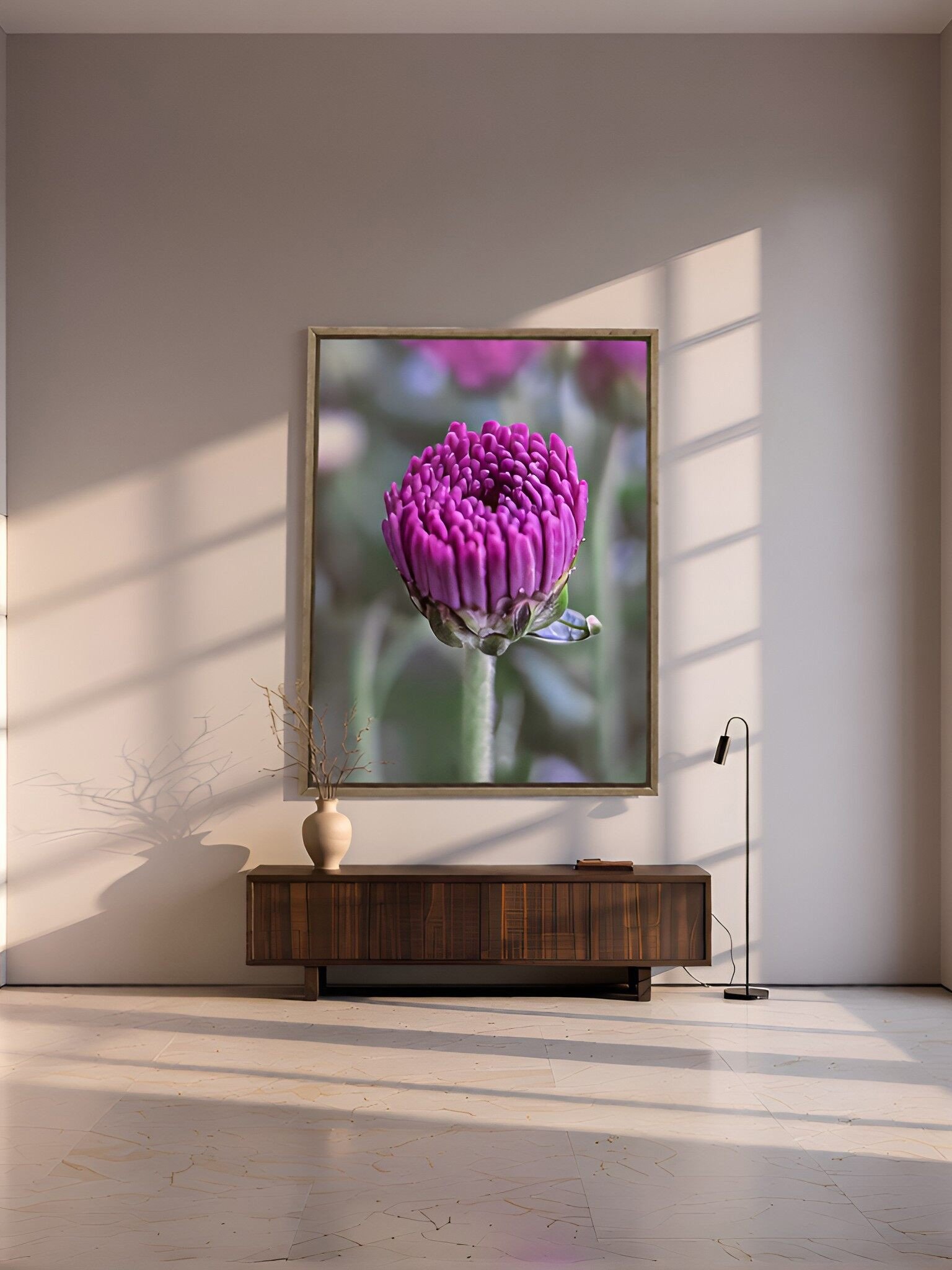 Purple Chrysanthemum Bud Macro Print | Botanical Wall Art | Printable Floral Decor | Digital Download product image (2)
