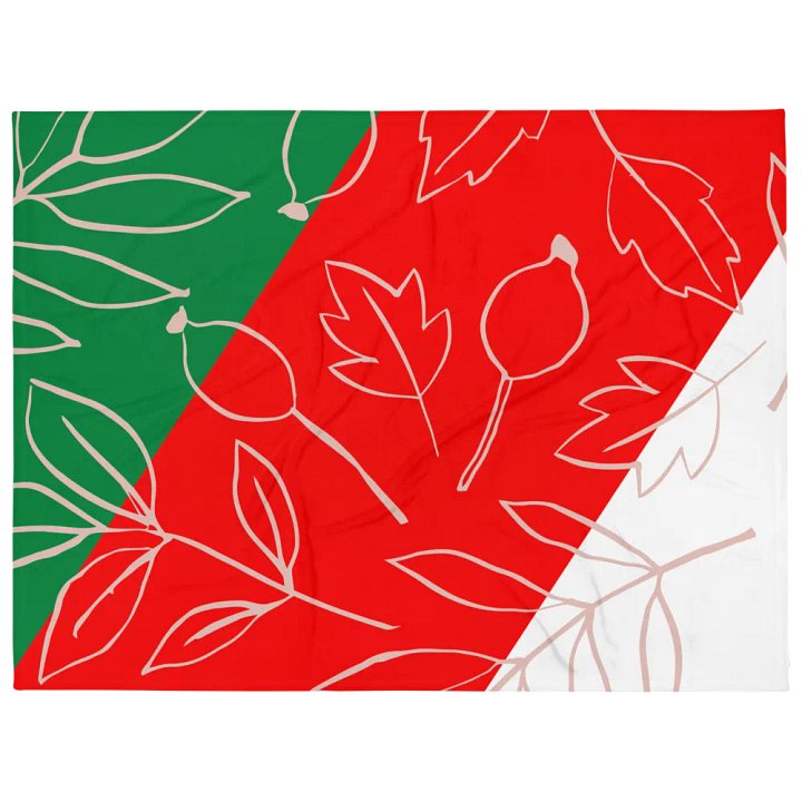 Green Red White Stripes With Floral Design Blanket product image (1)