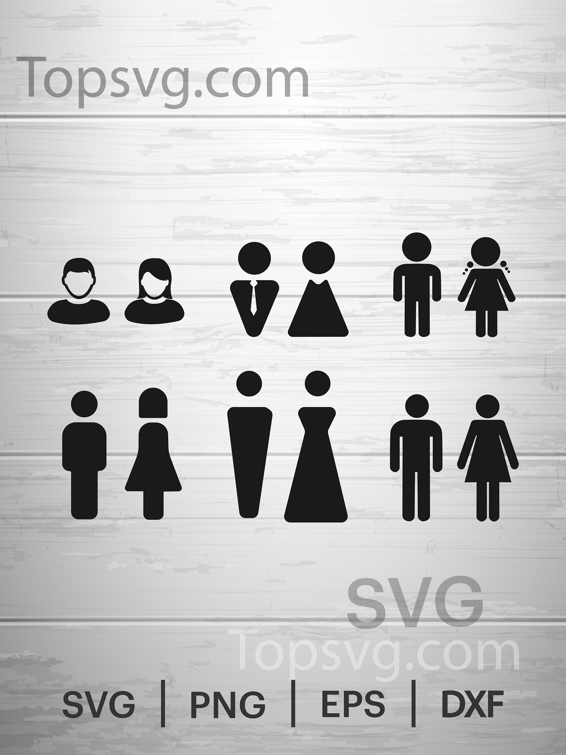 Men and Women Bathroom Sign Svg, Restroom, Vector, Silhouette, Male and Female Toilet, Cricut Cutting File. product image (1)