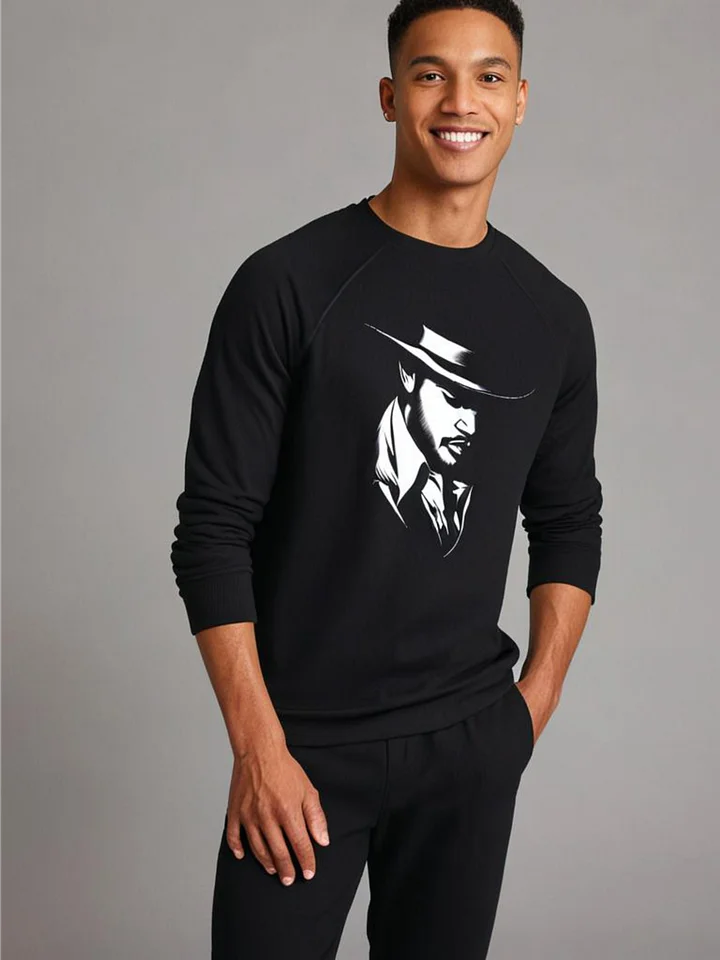 Mysterious Man Hat Illustration Organic Sweatshirt product image (1)