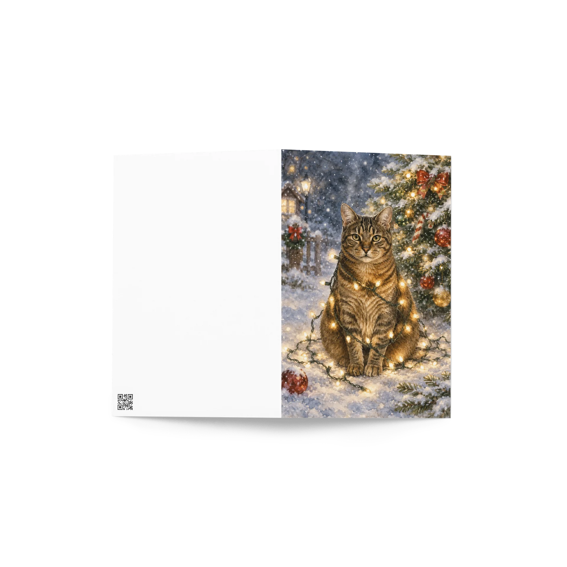 Snowy Tabby Cat Christmas Greeting Card product image (4)