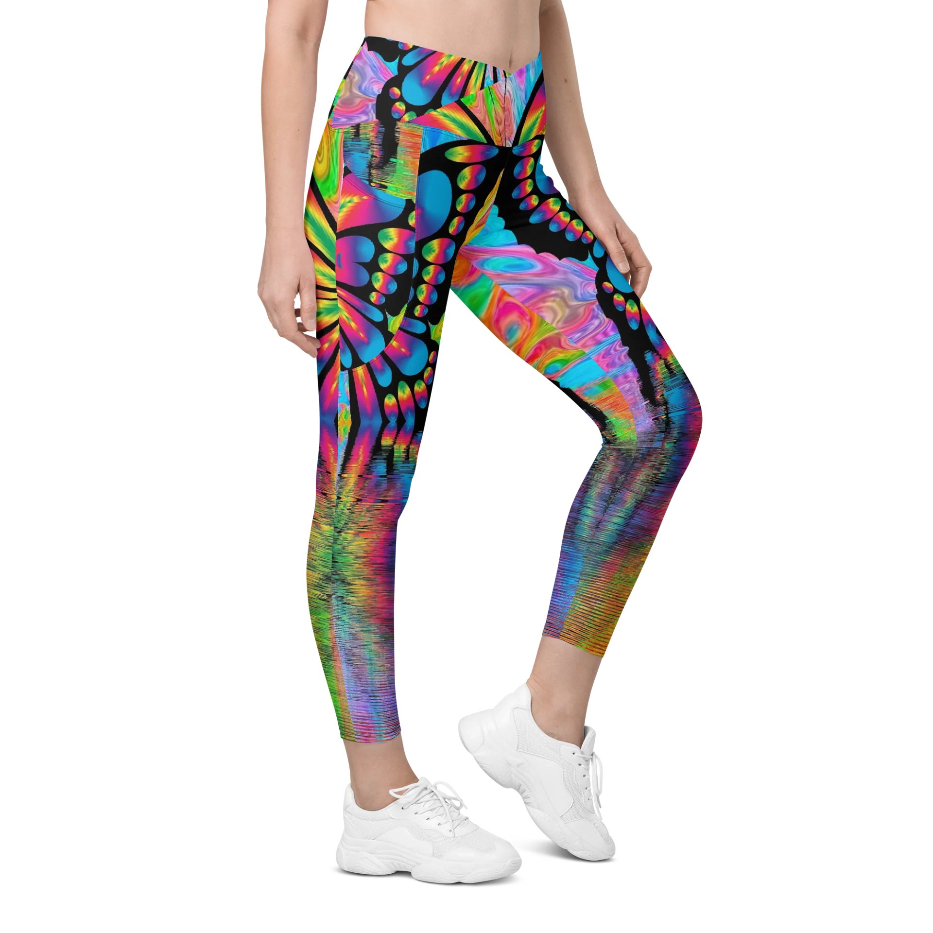 'Butterflies' Crossover Leggings with Pockets product image (5)