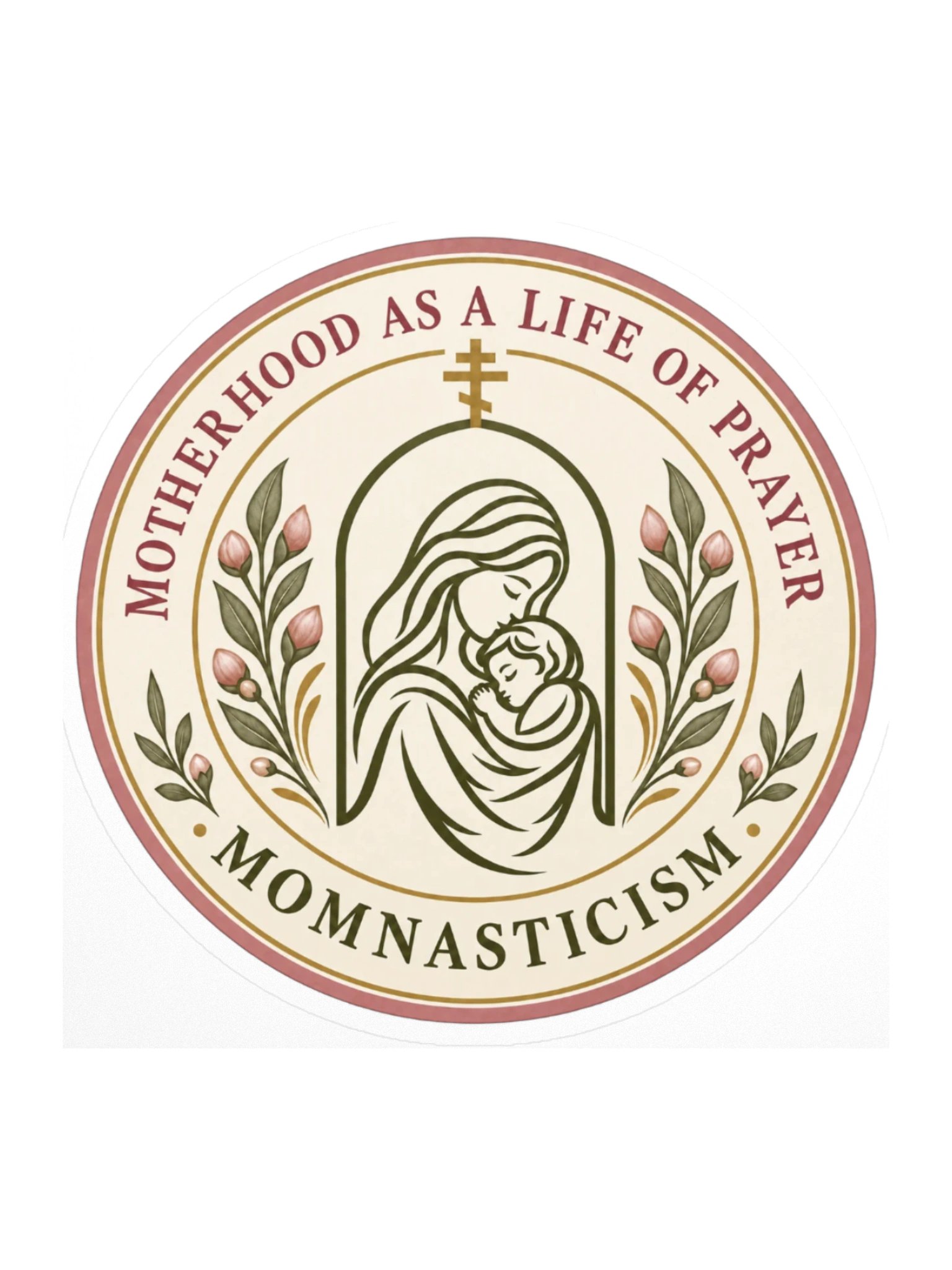 Motherhood as a Life of Prayer | Momnasticism Emblem Sticker product image (1)