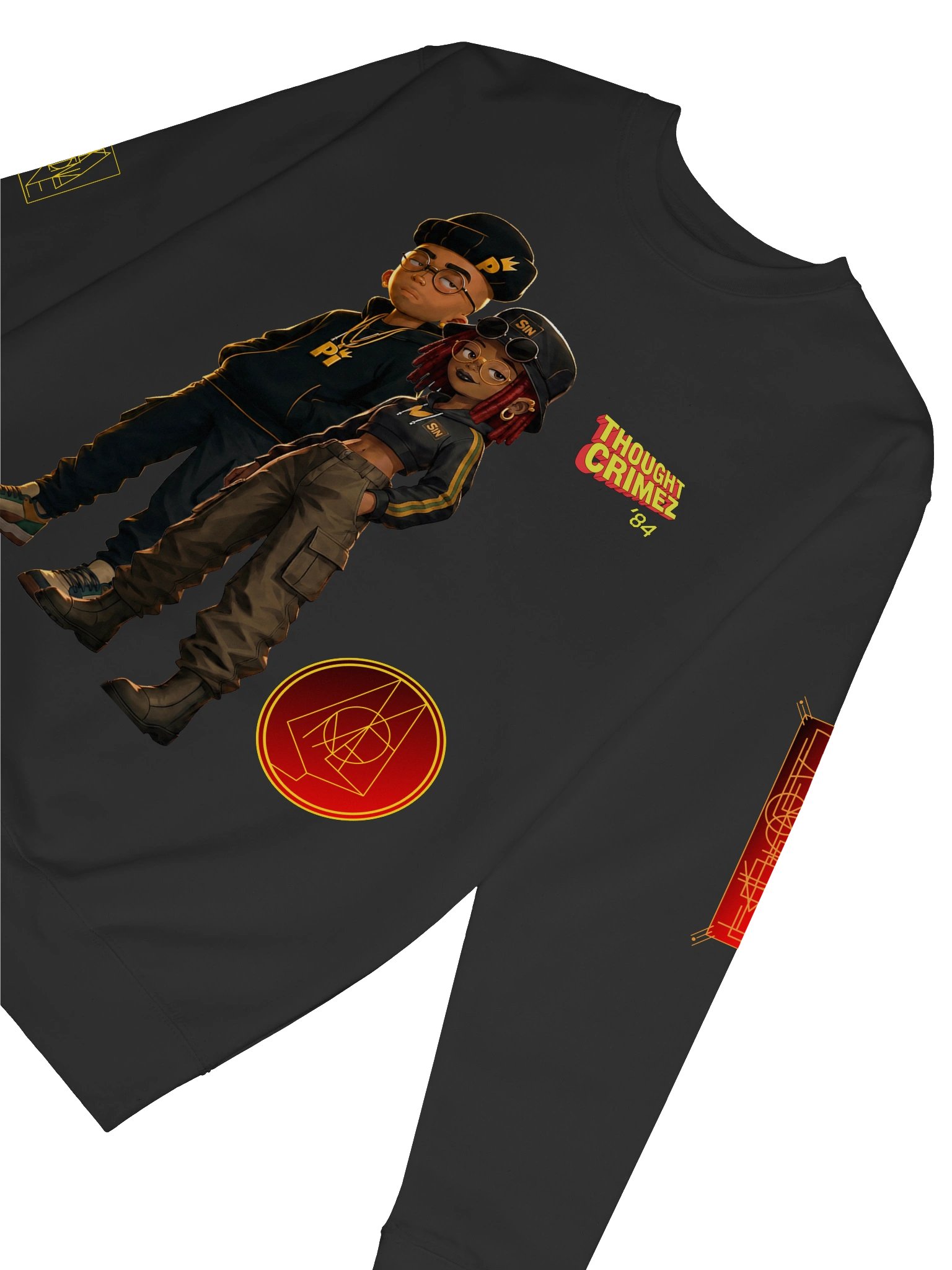 Thought Crimez GALACTIC DYNAMIC DUO ’84 Cartoon Sweatshirt product image (33)