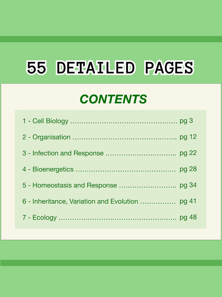 The WHOLE of AQA GCSE Biology Revision Notes (50+ Pages) | Revision Made Easy product image (2)
