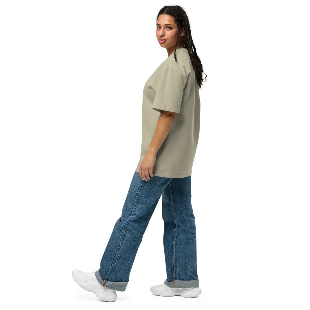 CURRENTLY IN BURNOUT (outline, pink thread) oversized faded neutral tee product image (4)