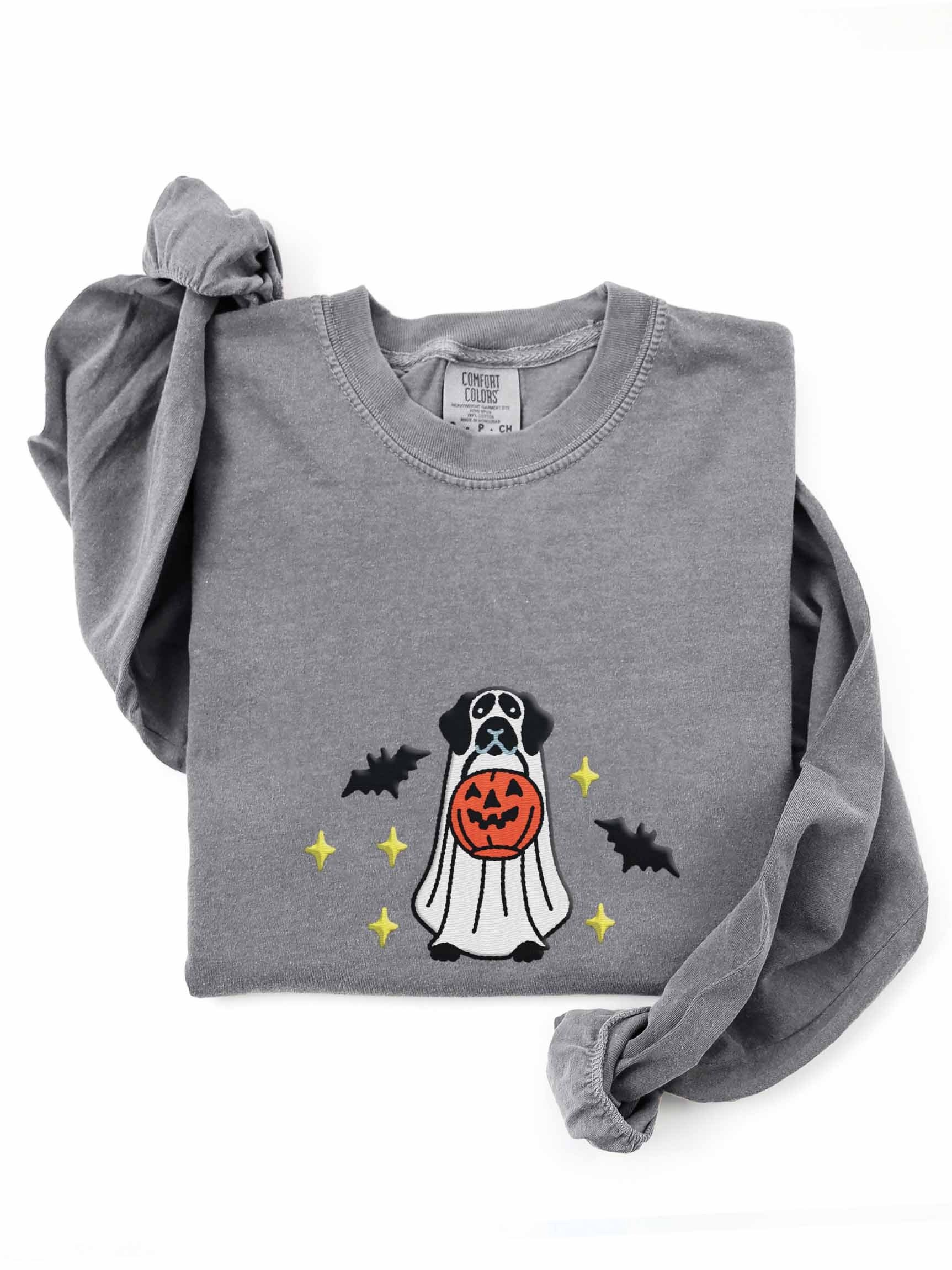 Halloween German Shorthaired Pointer(Solid Black) Embroidered Long-Sleeve T-Shirt product image (1)