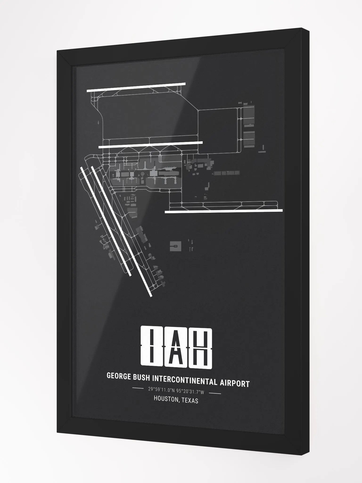 Framed Airport IAH Premium Map On Matt Paper product image (2)