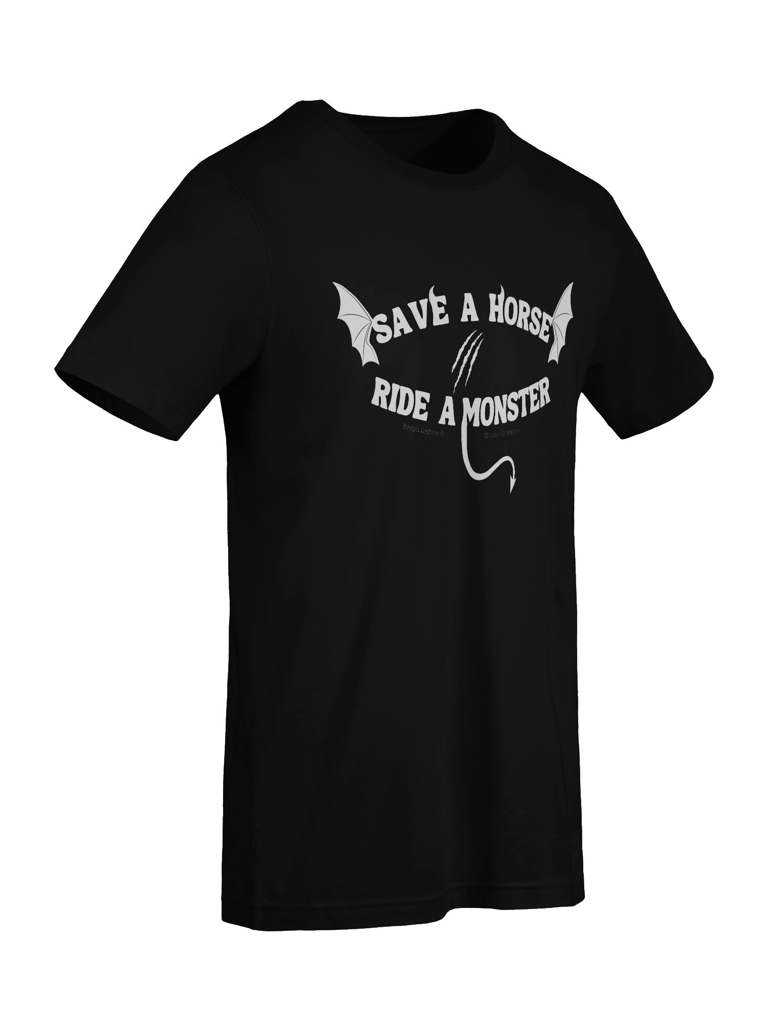 "Save a Horse Ride a Monster" Bella+Canvas T-Shirt - white text on dark colors product image (73)