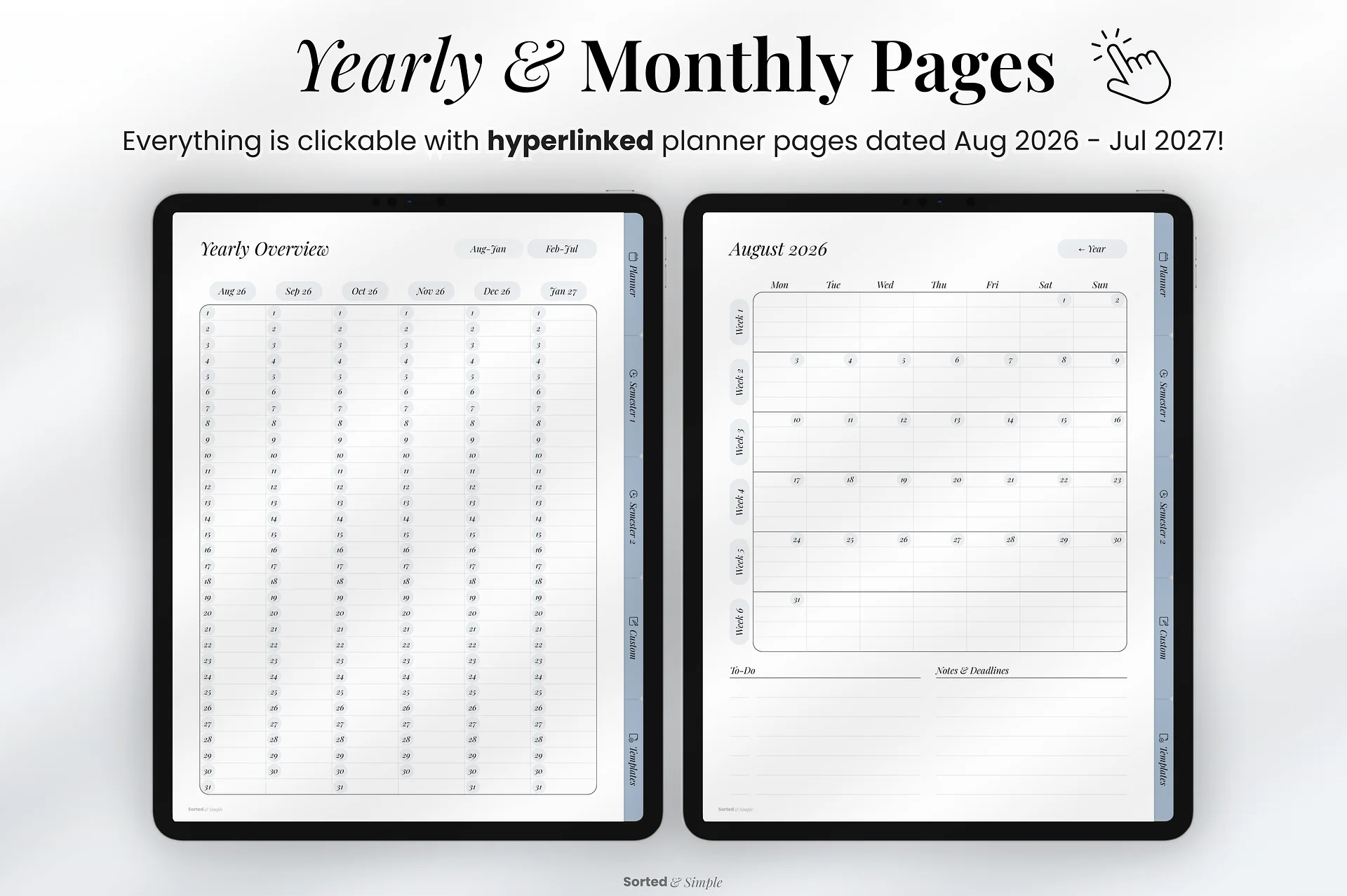 2026/2027 Mid-Year Student Digital Planner Portrait - Dusty Blue product image (8)