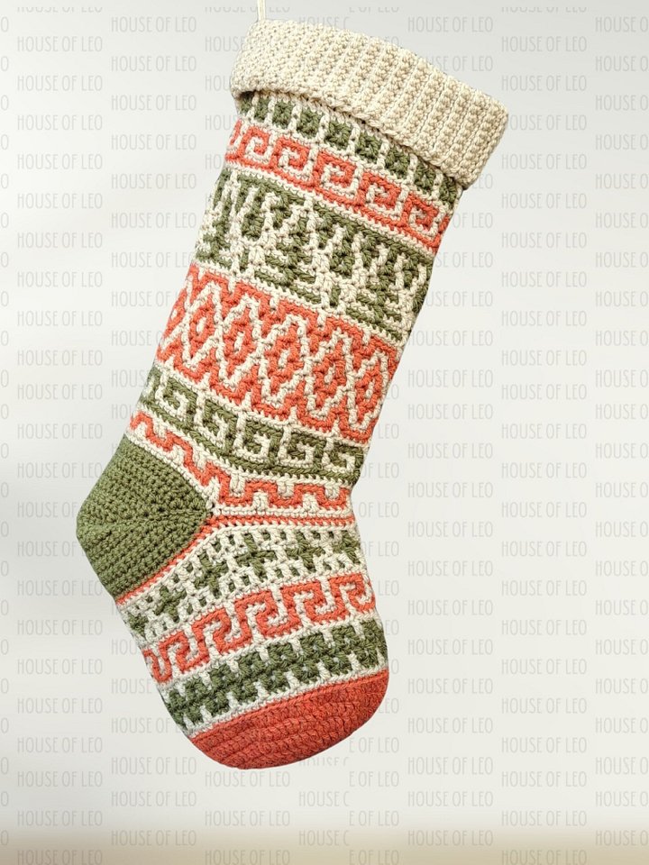 Mosaic Crochet Christmas Stocking Pattern product image (1)