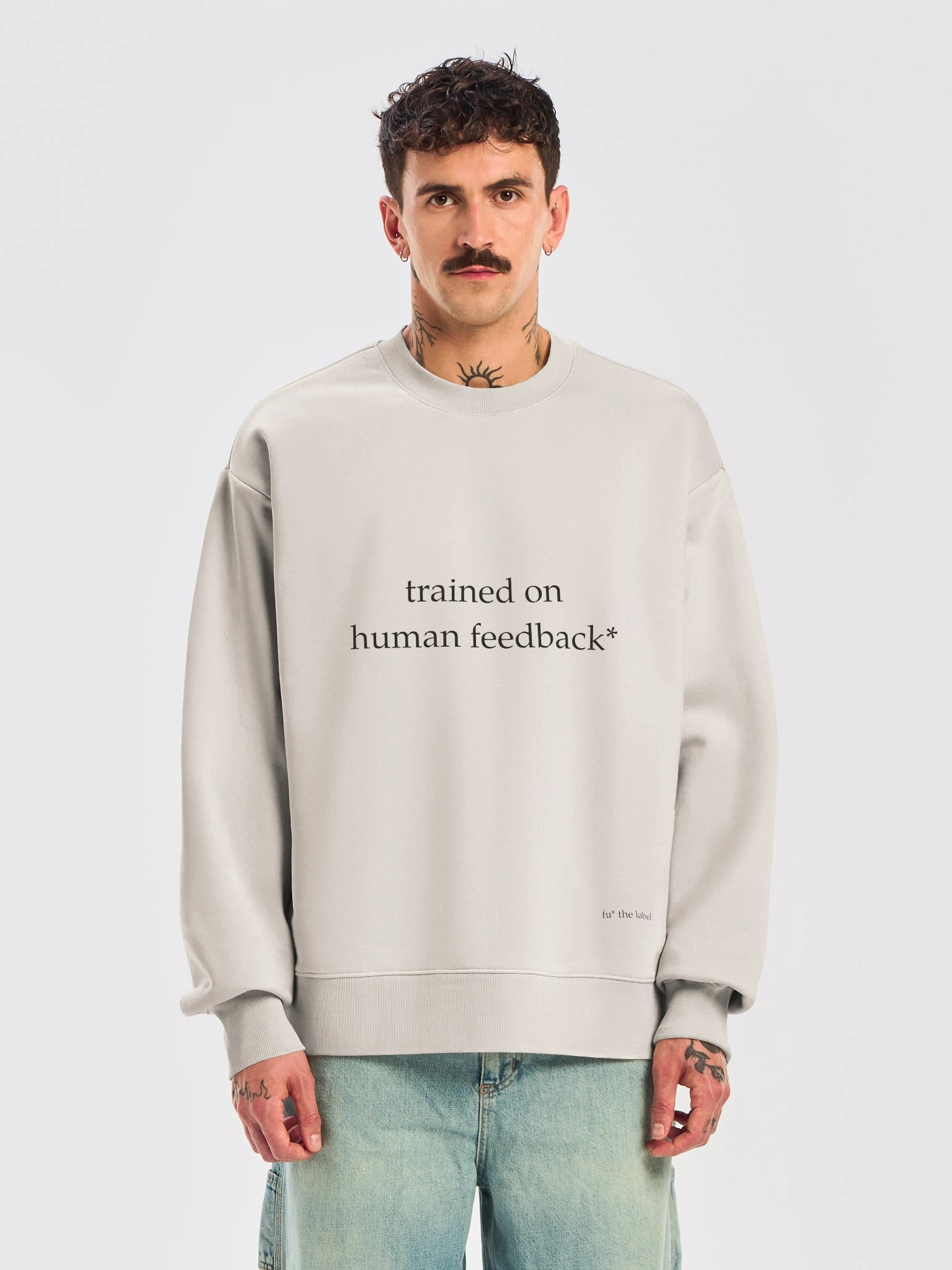 trained on human feedback* — heavy crewneck product image (5)