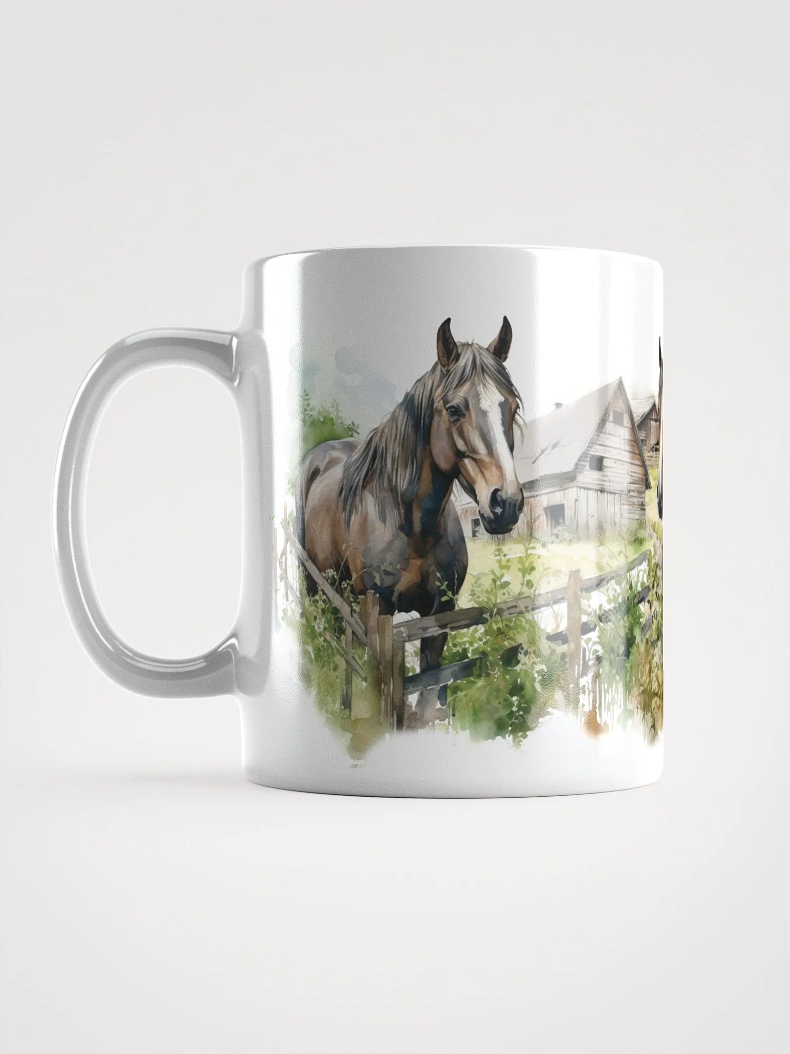 Rustic Farm Horses White Glossy Mug product image (4)