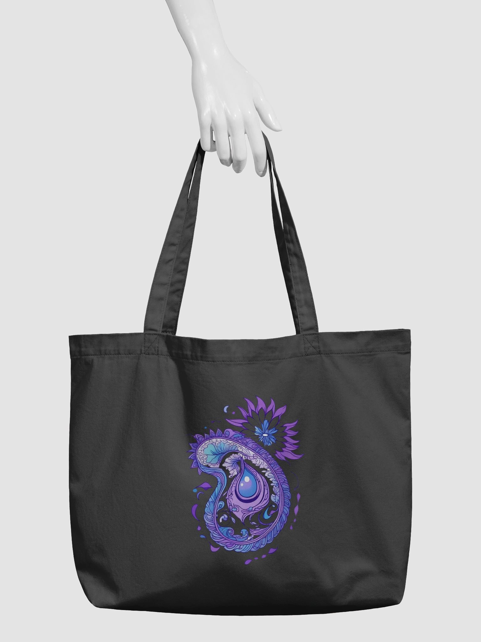 Indigo Paisley Flower - Eco-conscious Organic Cotton Tote product image (4)