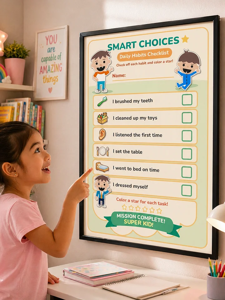 Smart Choices Daily Habits Chart for Kids | Roys Bedoys Reward Poster product image (2)