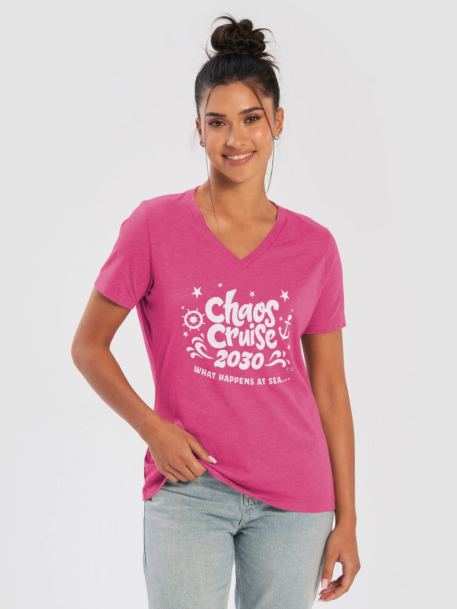 Chaos Cruise Vneck Tshirt (White) product image (57)