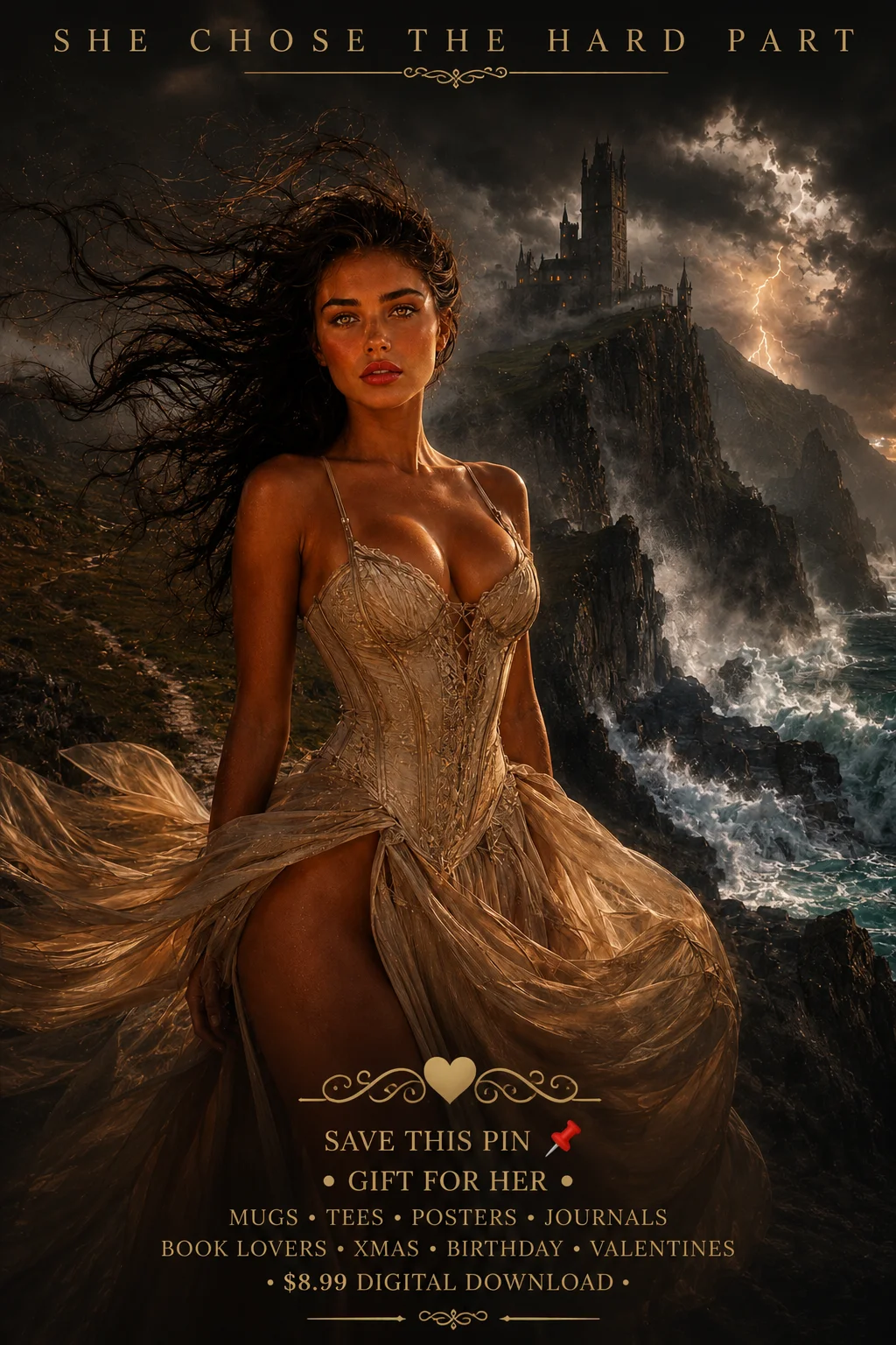She Chose The Hard Part | Dark Fantasy Gift For Her Mug Tee Poster Digital product image (1)