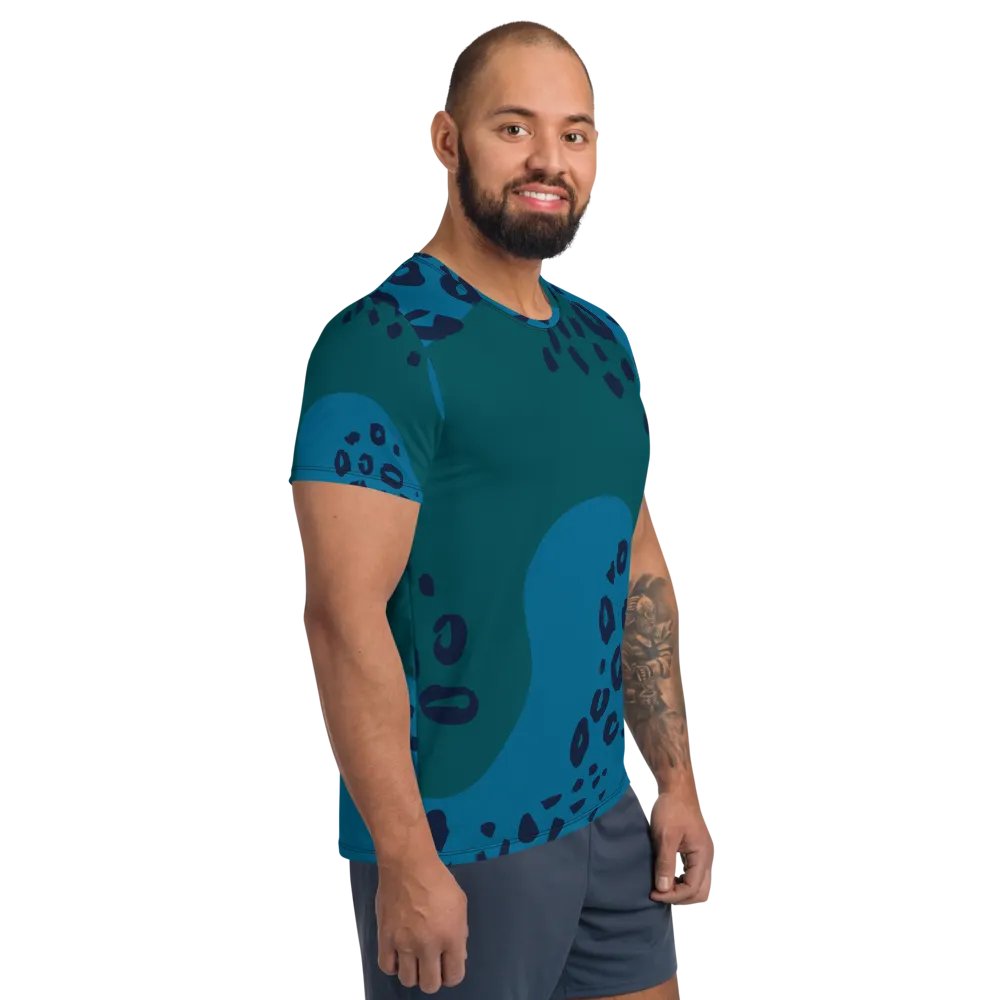 Stylish Blue Animal Print Athletic Tee product image (4)