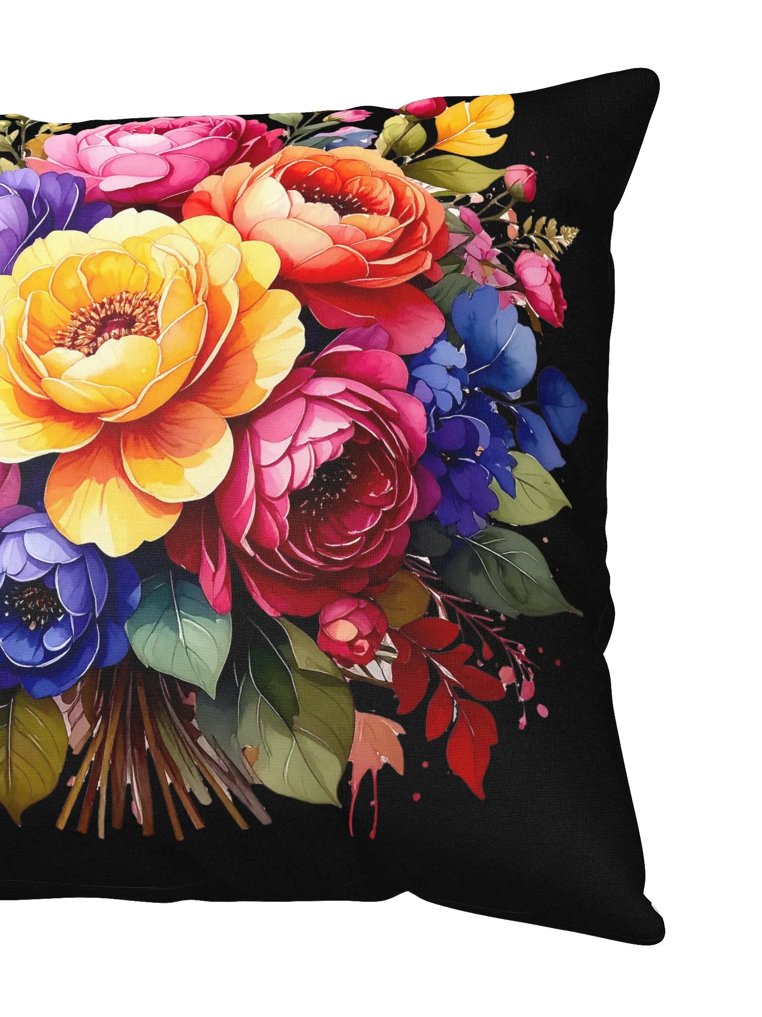 Columbia Road Market Floral All-Over Print Pillow (Black) product image (3)