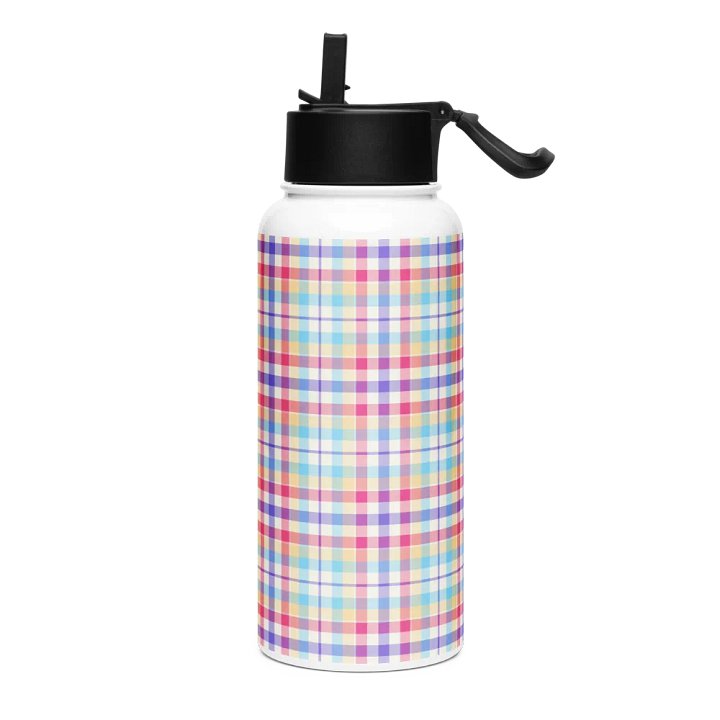 Purple, Pink, and Blue Plaid Water Bottle product image (2)
