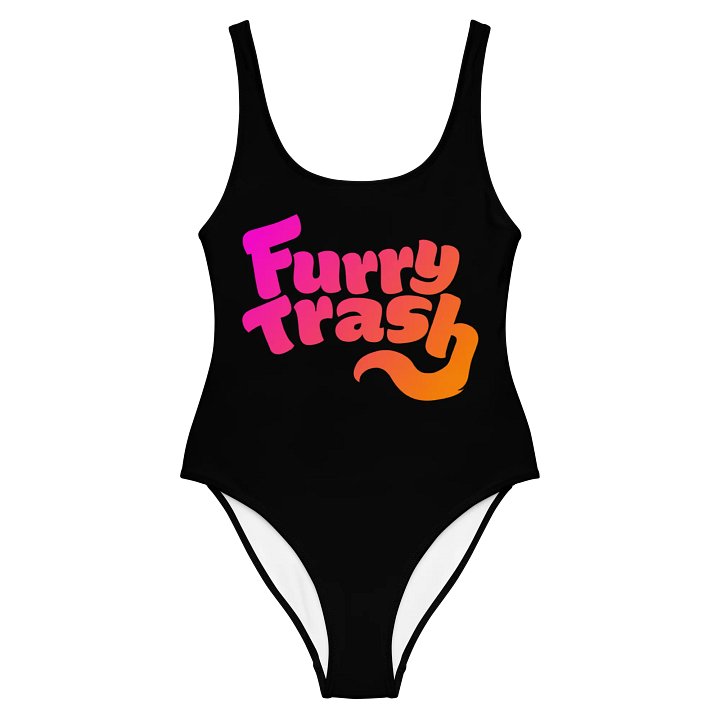 Furry Trash Swimsuit – Bubble Logo (Sunrise on Black) product image (2)