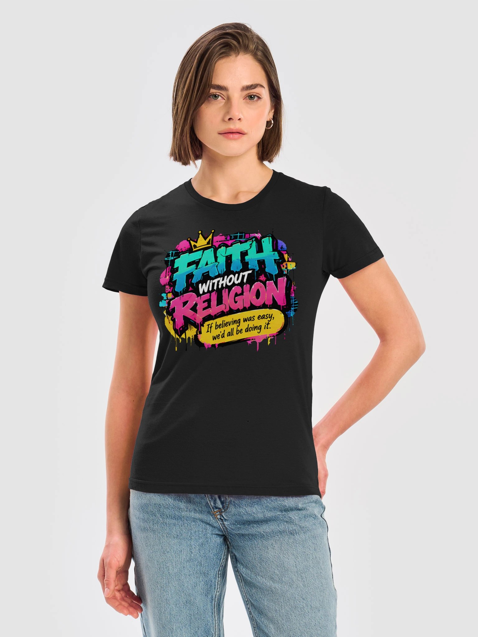 Women's Retro Graffiti Crown Faith Tee product image (5)