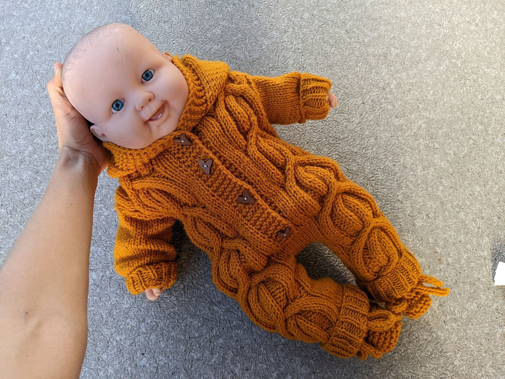 Aran Knit Baby Romper Pattern product image (5)