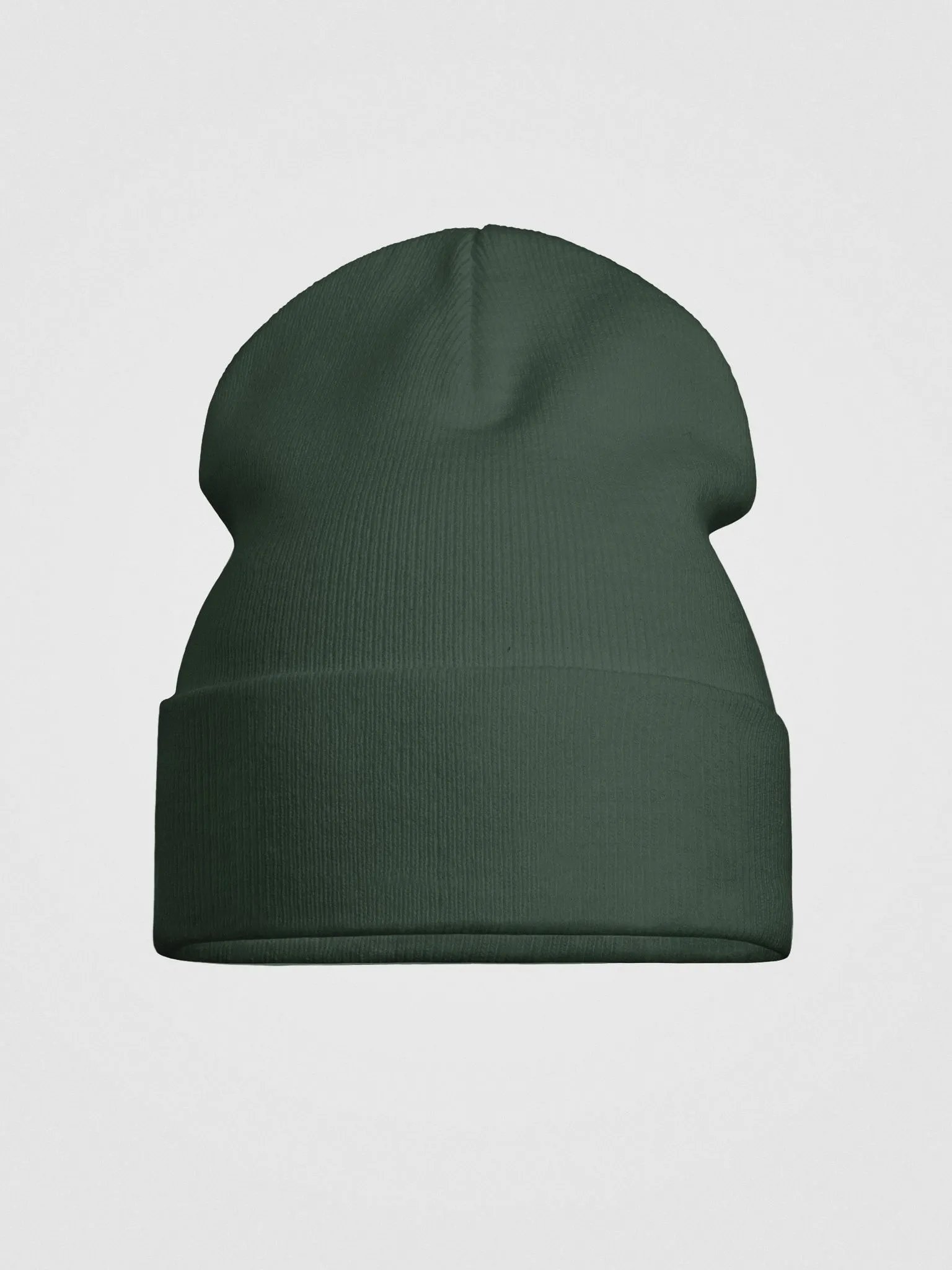 Plain Color Forest Green Knit Cuffed Beanie Hat product image (3)