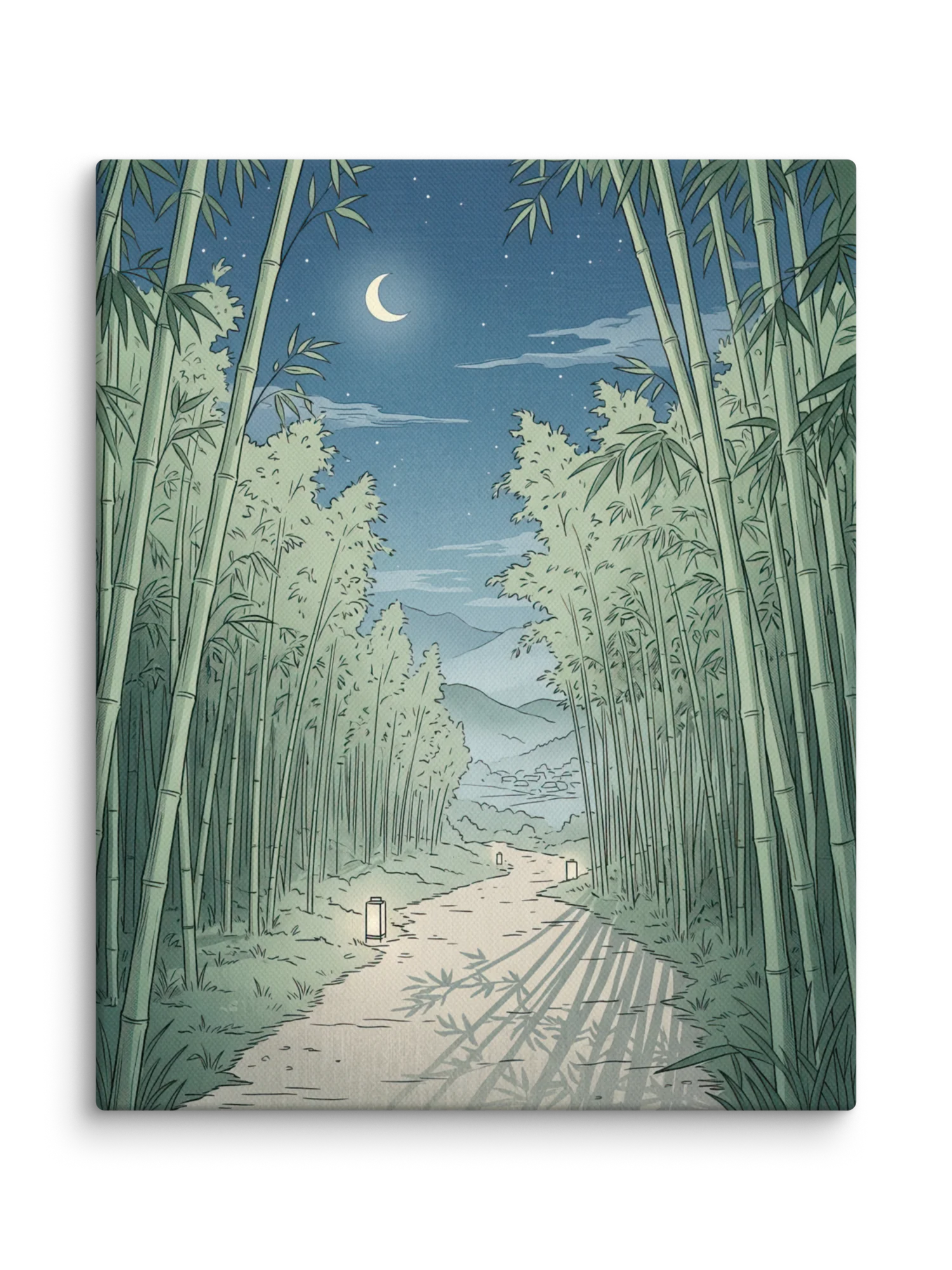 Moonlit Bamboo Path Canvas - Zen Minimalist Wall Art product image (1)