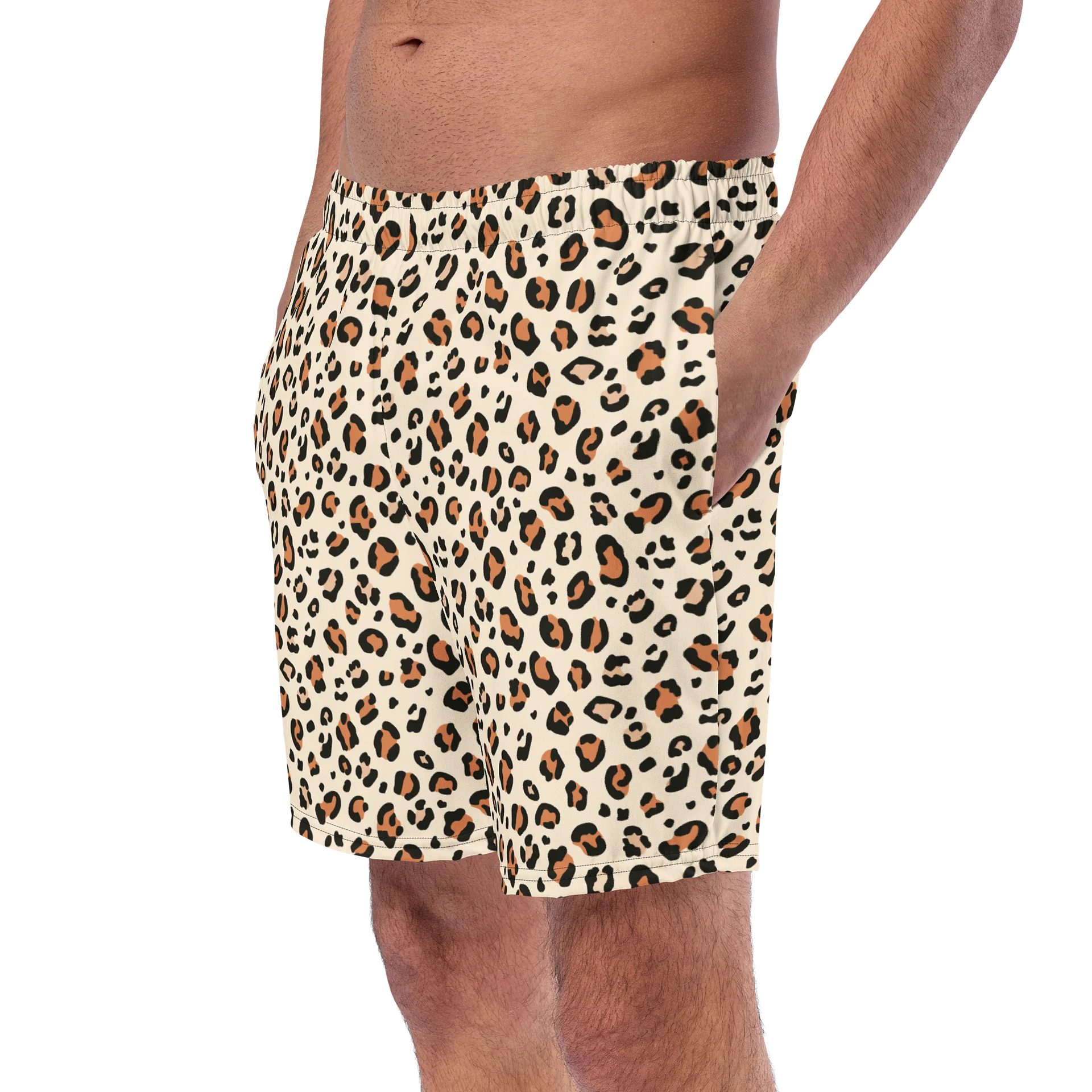 Bold Brown Leopard Skin Print Swim Trunks product image (2)