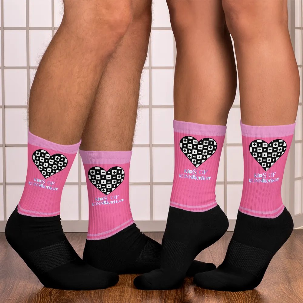 Pink Checkered Heart Socks (Unisex) product image (7)