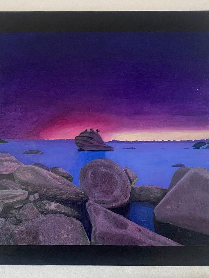 Boulder Sunset Serenity – Original Acrylic Landscape Painting on Wood Canvas product image (2)