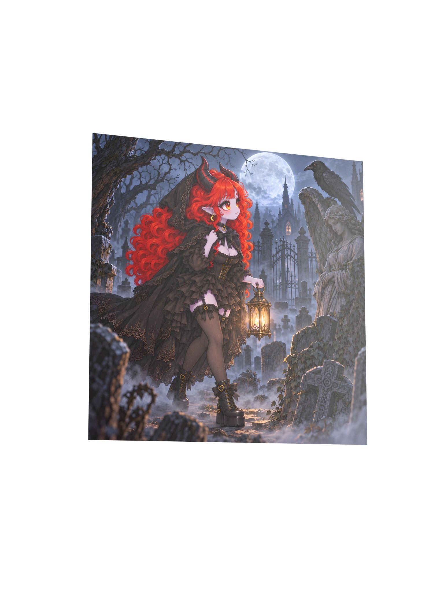 Moonlit Gothic Lantern Girl Poster product image (5)