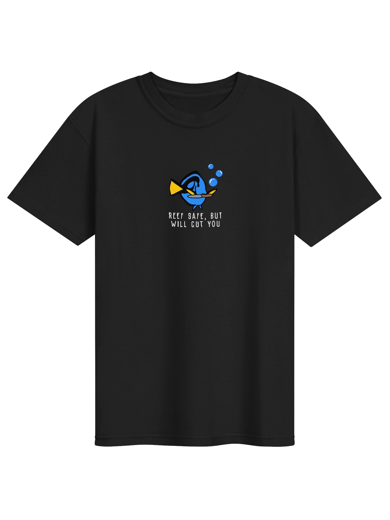 Angry Blue Tang Embroidered Premium Shirt | Saltwater Reef Aquarium Fish & Marine Life Apparel product image (4)