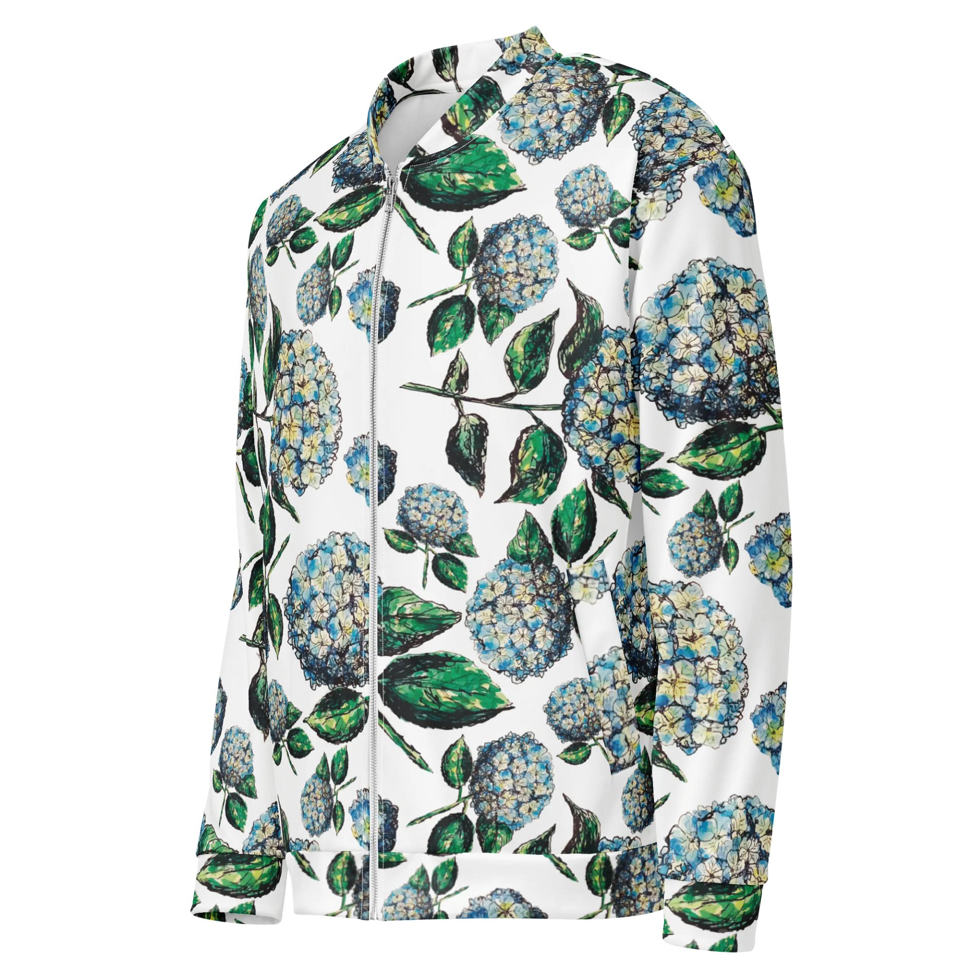 Blue Hydrangea Dreams | Unisex Bomber Jacket | Monique Faella Designs™ product image (3)