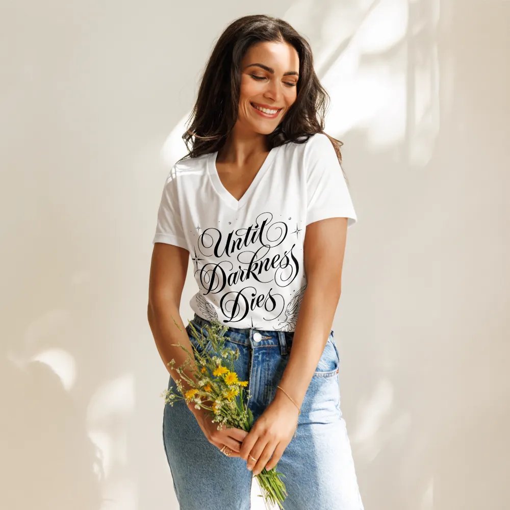 Until Darkness Dies (wings design) Bella+Canvas Women's Relaxed V-Neck T-Shirt product image (11)